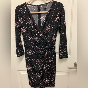 Ann Taylor Mockwrap Body Con Dotty Dress